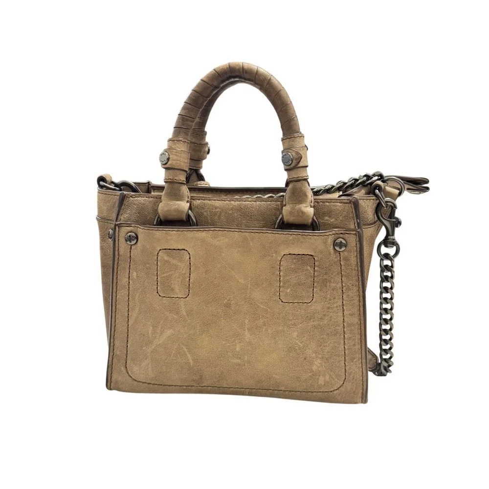 Frye Taupe Leather Satchel with Chain Strap